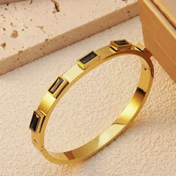 Jewels Galaxy Women Crystals Gold-Plated Bangle-Style Bracelet image 2