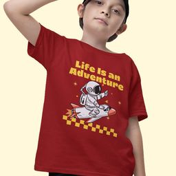 JEMBER Kids Typography Printed Round Neck Pure Cotton Regular Fit Casual T-Shirt-picture-39