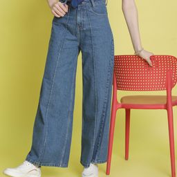 Bene Kleed Women Pure Cotton Wide Leg High-Rise Jeans-picture-22