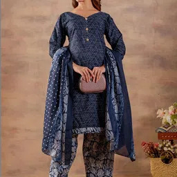 SIMPLYETHNIC Women Printed Regular Kurta with Patiala & With Dupatta image 3