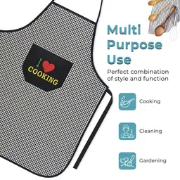 HOMESTIC 2-Pcs Black Printed Waterproof Apron With Front Pocket image 5