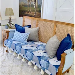 THROWPILLOW Blue & Grey Printed Polyester 1 Piece Sofa Cover-image-47