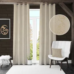 Galaxy Home Decor Cream 2 Pieces Self Design Room Darkening Window Curtain-picture-18