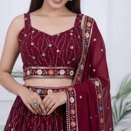 Jomso Embroidered Sequinned Ready to Wear Lehenga & Blouse With Dupatta image 2