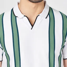 BYFORD by Pantaloons Men Striped Polo Collar Cotton Slim Fit T-shirt image 2