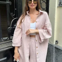 Mast & Harbour Shirt Collar Shirt With Shorts Co-Ords Set image 3