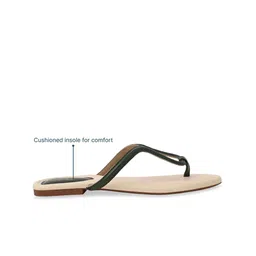 CAI Women Textured Open Toe T-Strap Flats image 3