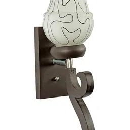 1ST TIME Black & White Printed Wood Frustum Shaped Wall Lamp-picture-12