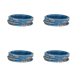 SOMIL Set Of 16 Artificial Stones Studded Glass Bangles-image-60