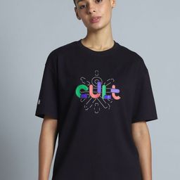 CULT Women Black Brand Carrier Relaxed Fit T-shirt-picture-23