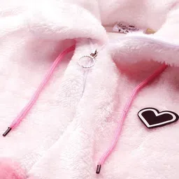 BAESD Girls Colourblocked Woollen Puffer Jacket with Embroidered image 2