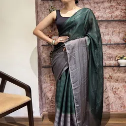 HERE&NOW Striped Pure Chiffon Ready to Wear Saree image 5