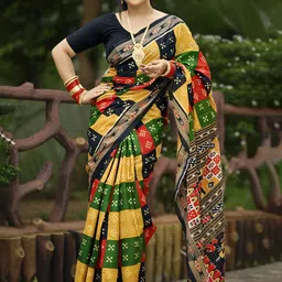 ETHNIC ODISHA HANDLOOM Ethnic Motifs Printed Pure Cotton Sambalpuri Saree-picture-12