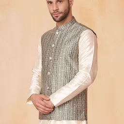 Jompers Woven Design Mandarin Collar Nehru Jacket image 5