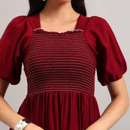Krunal Raiyani Smocked Square Neck Fit And Flare Dress image 4