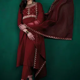 Sangria Embroidered Kurta With Trouser & Dupatta-picture-13