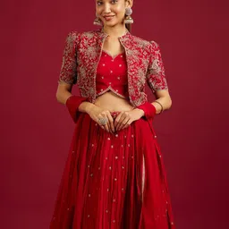 MOHEY Floral Embellished Sequinned Ready To Wear Lehenga & Blouse With Dupatta-picture-11