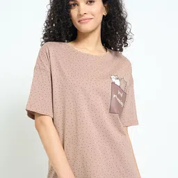 Dreamz by Pantaloons Printed Pure Cotton Round Neck Lounge T-Shirt-image-80