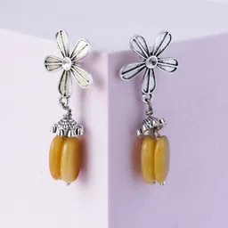 Shrim jewels Artificial Stones Studded Oxidised Floral Drop Earrings-picture-21