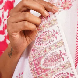 JAYPORE Floral Printed Cotton Silk Dupatta image 3