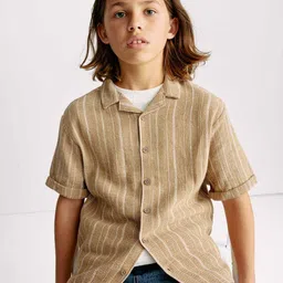 Marks & Spencer Boys Striped Button-Down Collar Regular Fit Pure Cotton Casual Shirt-picture-20