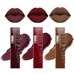 krayons Set Of 3 Velvet Kiss Lipstick - 3.5 ml Each-Burnt Maroon-Wow Maroon-Caramel Candy-picture-17
