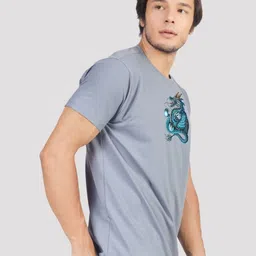 Greylongg Men Graphic Printed Round Neck Cotton T-shirt image 3