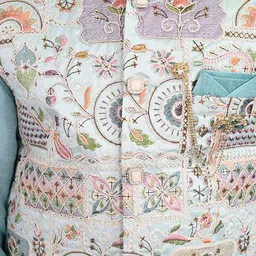 BT DEZINES Boys Band Collar Cotton Silk Straight Kurta With Trouser & Nehru Jacket image 5