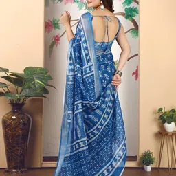 Sidhidata Ethnic Motifs Printed Zari Border Saree with Blouse Piece image 2