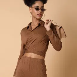 SHOWOFFFF Embellished Shirt Collar Top & Trousers Co-Ords-picture-28