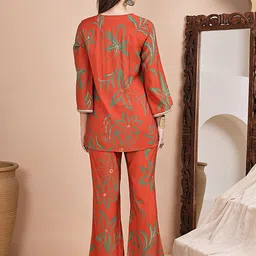 Claura Printed Round Neck Chanderi Silk Tunic & Trousers image 5