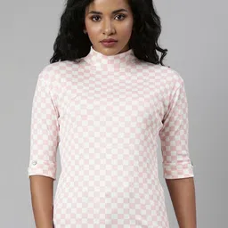 SHOWOFFFF Checked Roll-Up Sleeves Top-picture-29