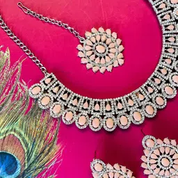 VATSALYA creation Alloy Gold- plated Beige Jewellery Set-picture-31