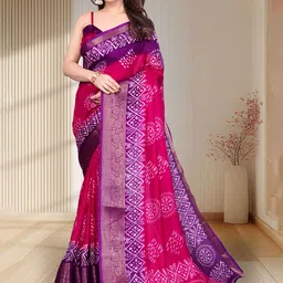 SUPERLAXMI Ethnic Motifs Printed Saree With Woven Design Zari Border-picture-11