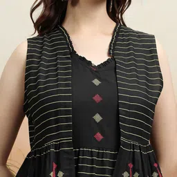 Vishudh Women Geometric Printed Fit & Flare Midi Dress image 3