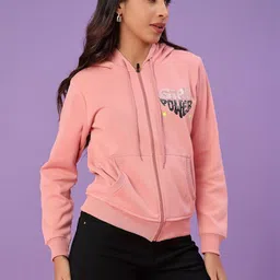 V-Mart Women Printed Hooded Sweatshirt image 2