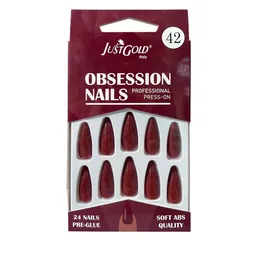 JUSTGOLD Set Of 24 Professional Obsession Press On Pre Glued Nails - Maroon-picture-34