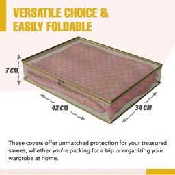 Kuber Industries Gold-Toned & Transparent 12 Pieces Saree Cover With Zip image 2