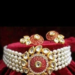 Gyaan Jewels Kundan Stone-Studded & Pearls Beaded Jewellery Set-picture-34