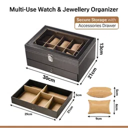 Kuber Industries Brown 10- Slots Watch Organiser image 5