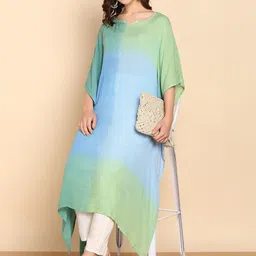 Chandbaali Women Hand Tie Dyed Extended Sleeves Kaftan Kurta image 5