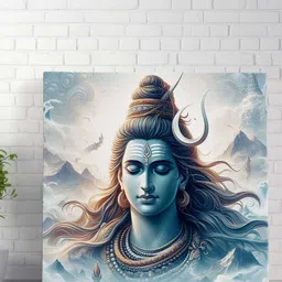 Livin'luxe White & Blue Lord Shiva Canvas Wall Art-picture-30