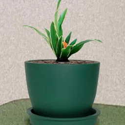 LASAKI Green Ceramic Handmade Planter With Plate image 4