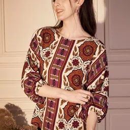 VALBONE Print Bishop Sleeves Ethnic Top image 2