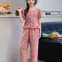 StyleCast x Revolte Girl Checked Design Top with Pyjamas Clothing Set-picture-38