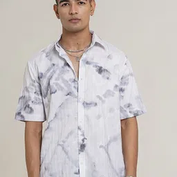 The Roadster Lifestyle Co Textured Printed 100% Cotton Boxy & Loose Fit Casual Shirt-image-19