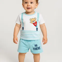 MOM & SON Boys Graphic Printed Round Neck T-shirt With Shorts-picture-56