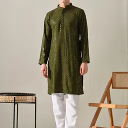 KUNDALI KAKSHAY Men Ethnic Motifs Embroidered Thread Work Kurta-picture-27