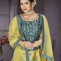 EthnicTree Printed Beads and Stones Ready to Wear Lehenga & Blouse With Dupatta image 2
