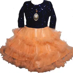 kids fashion hub Colourblocked Velvet Fit & Flare Maxi Dress-image-18